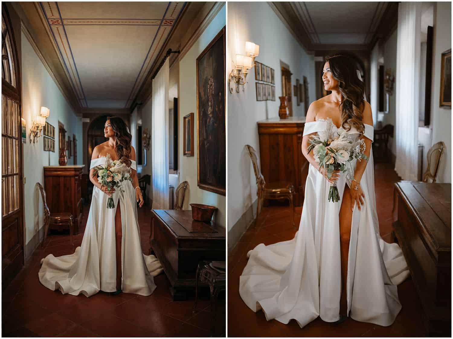 Bride ready for her wedding ceremony in Italy, image by the destination wedding photographers Ludovica & Valerio