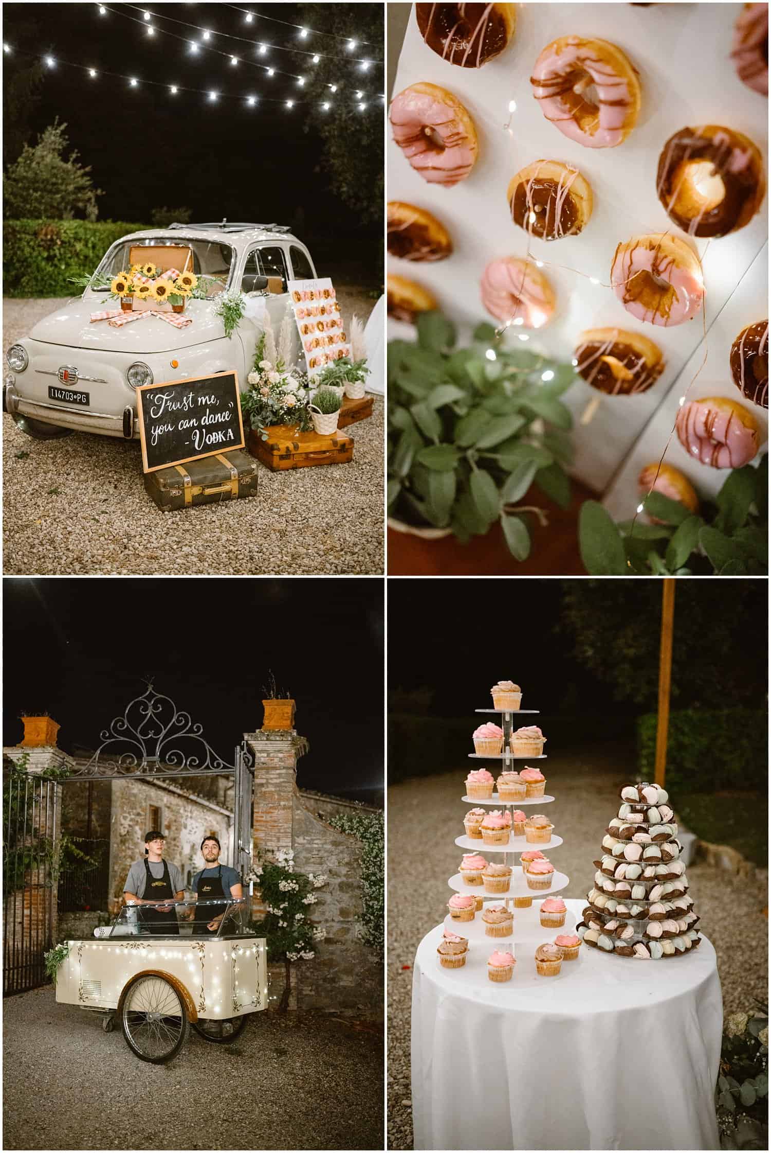 wedding desserts details from a wedding at Borgo Castelvecchi in Tuscany