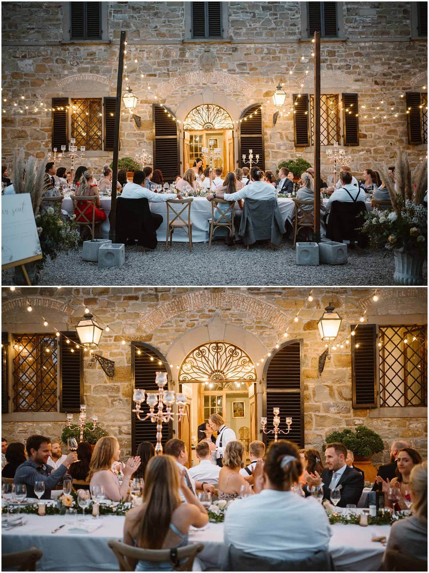Wedding dinner at Borgo Castelvecchi in CHianti, Tuscany