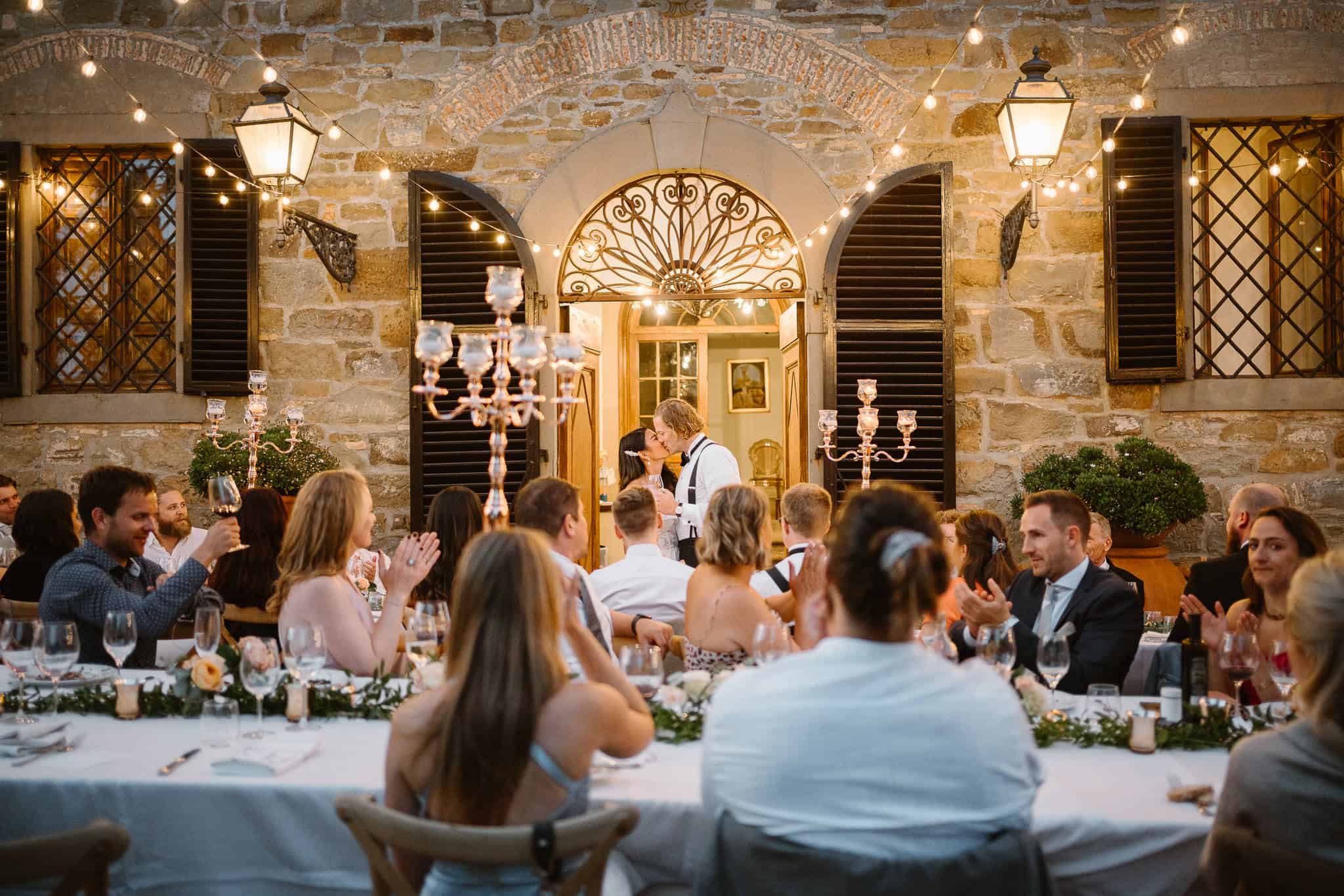 exclusive Italy weddings during a dinner recepetion in Borgo Castelvecchi.