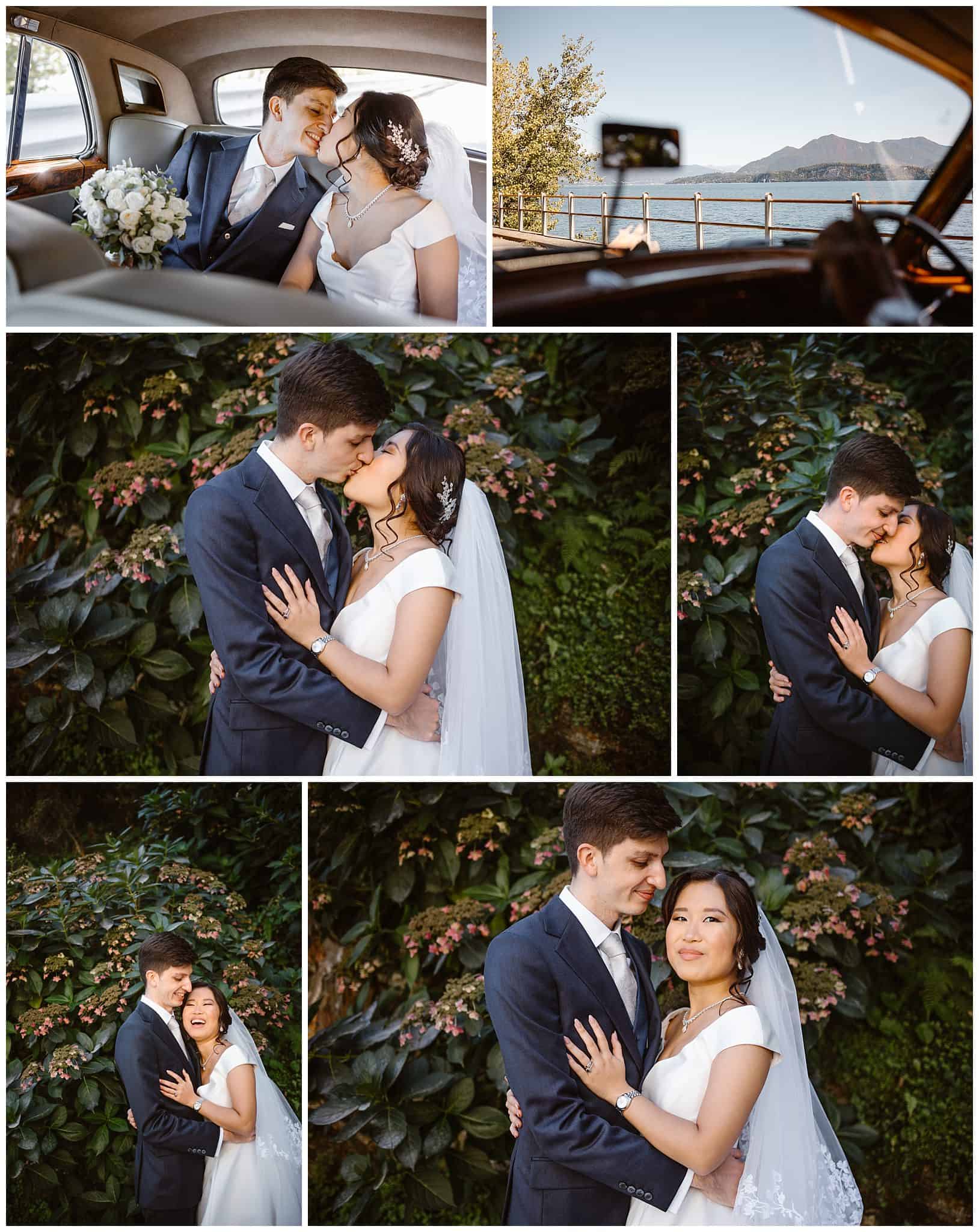 Newlyweds enjoying their photography on their wedding day on Lake Maggiore