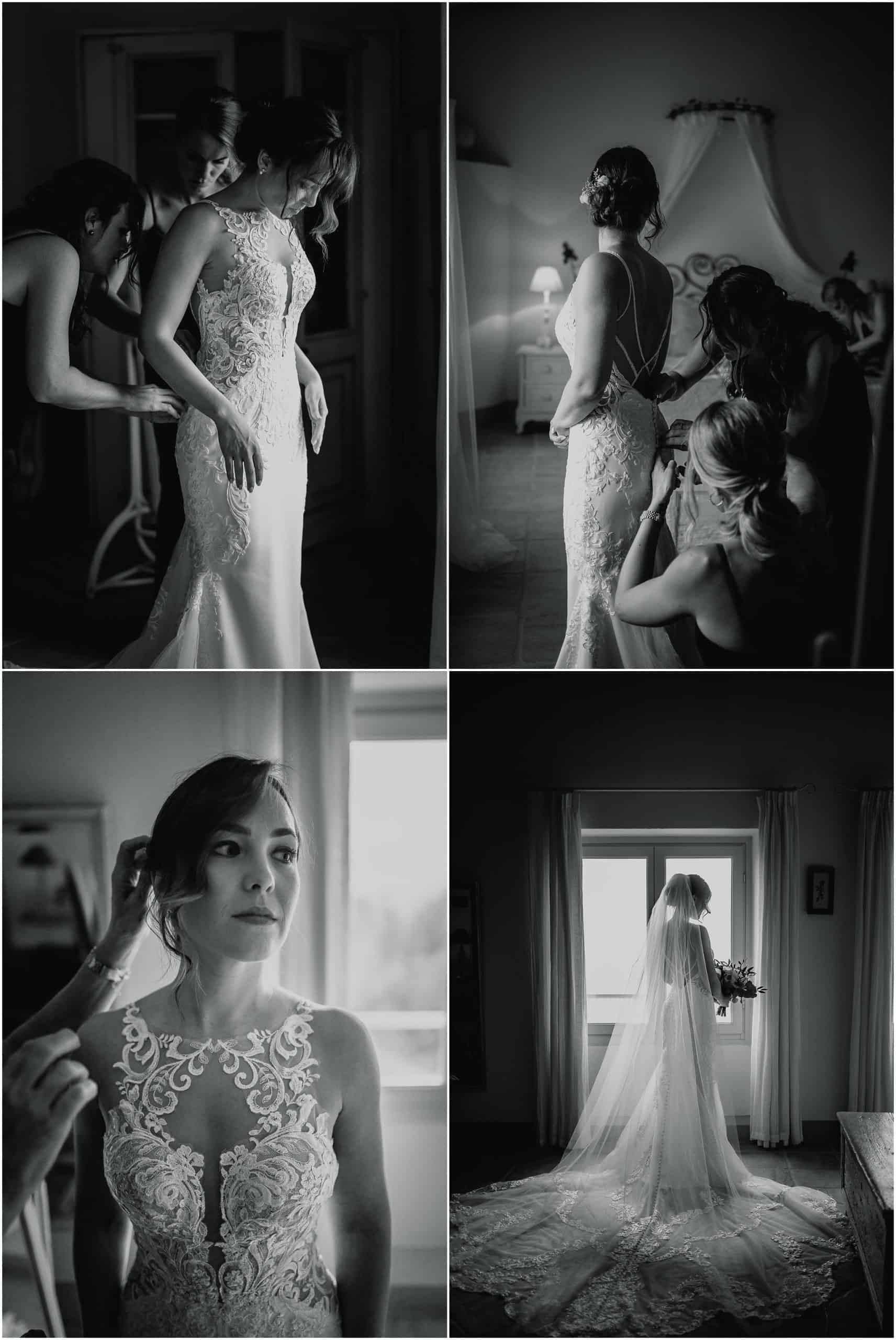 Beautiful bride getting ready for her Langhe wedding in Italy
