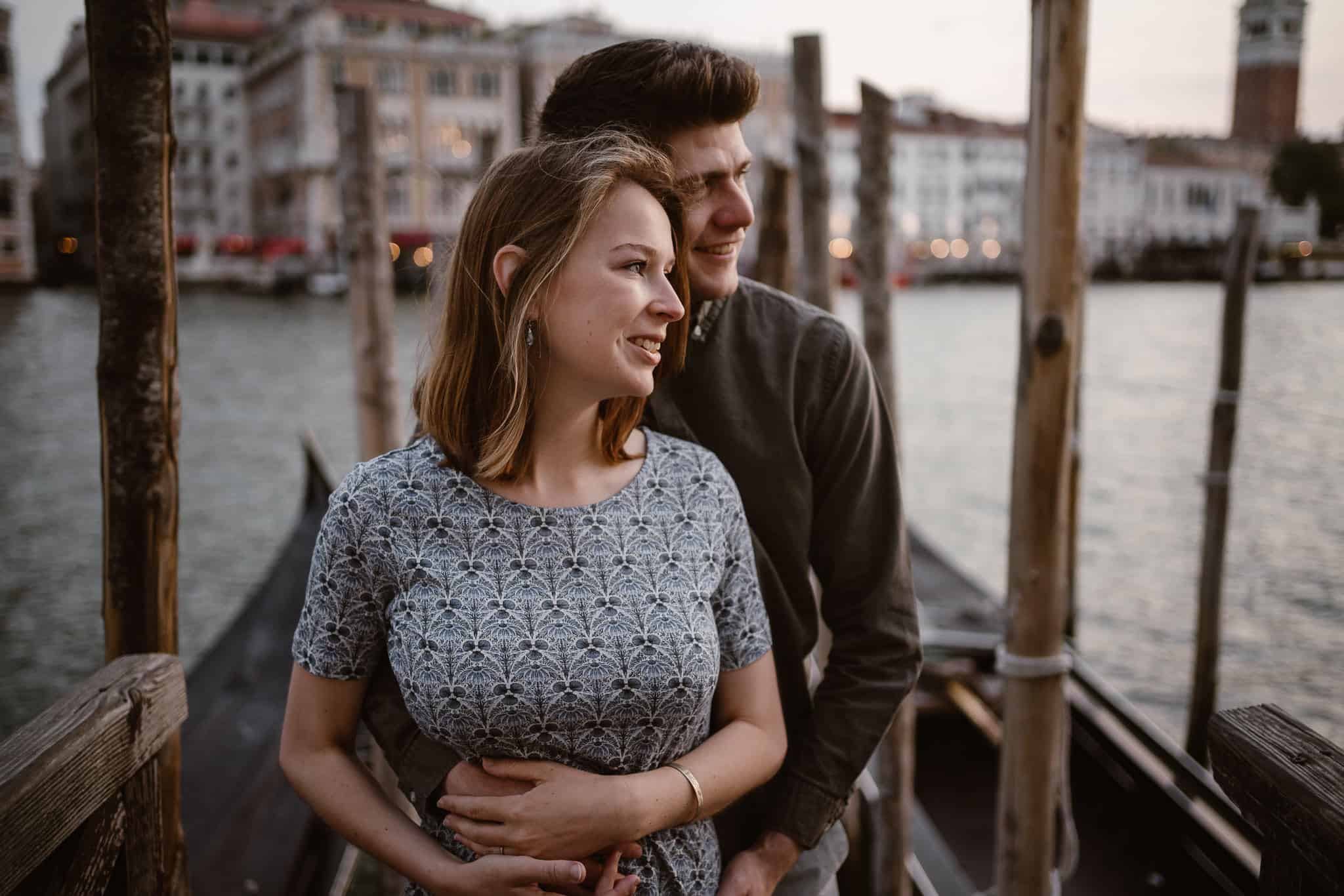 Couple engagement in Venice at sunrise