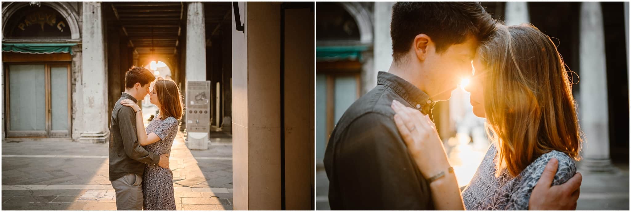 Sunrise engagement photo shoot in Venice by photographers Ludovica Lanzafami and Valerio Elia