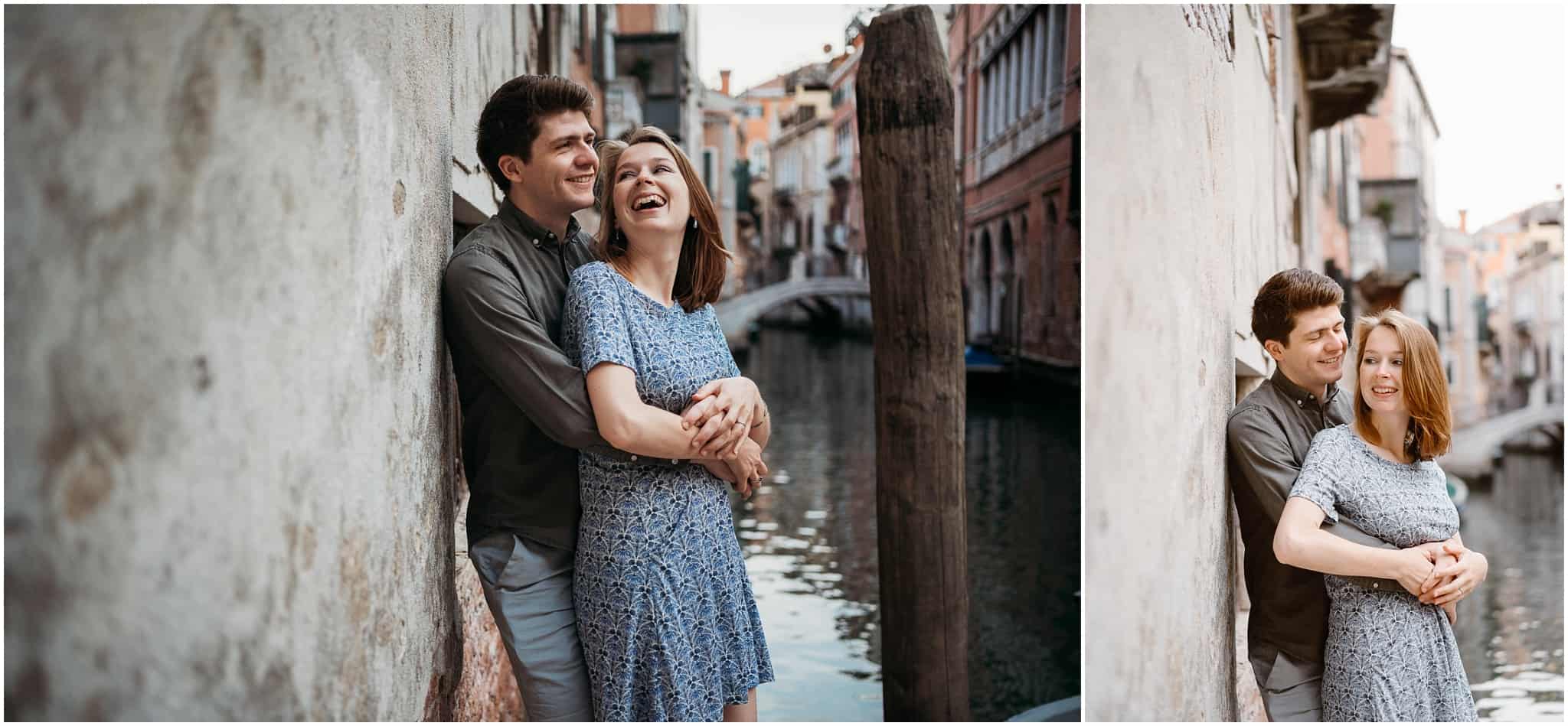 Couple having their engagement photos in Venice