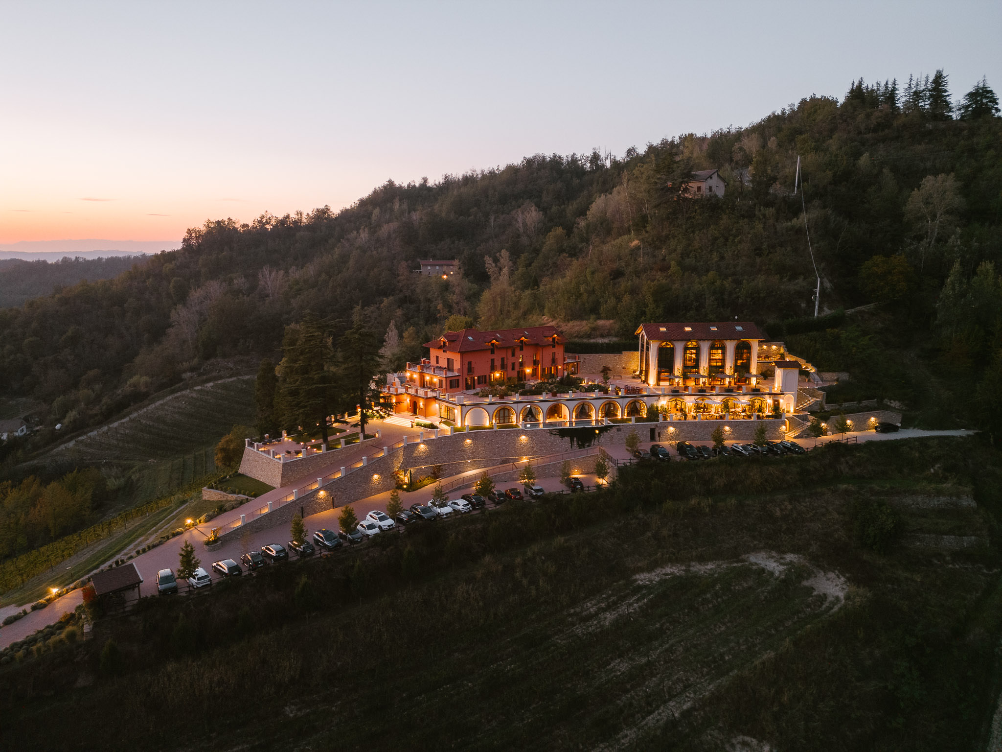 View from above of Nordelaia, a boutique hotel perfect for weddings in Piedmont